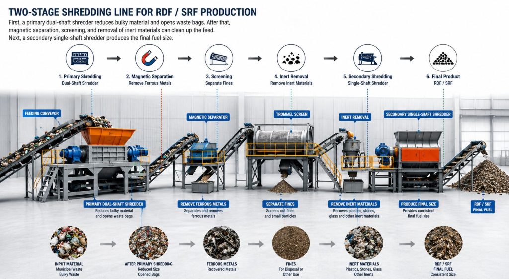 two stage shredding system RSF lines