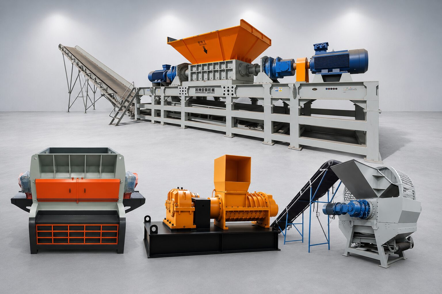 Industrial solid waste shredding machine for waste recycling