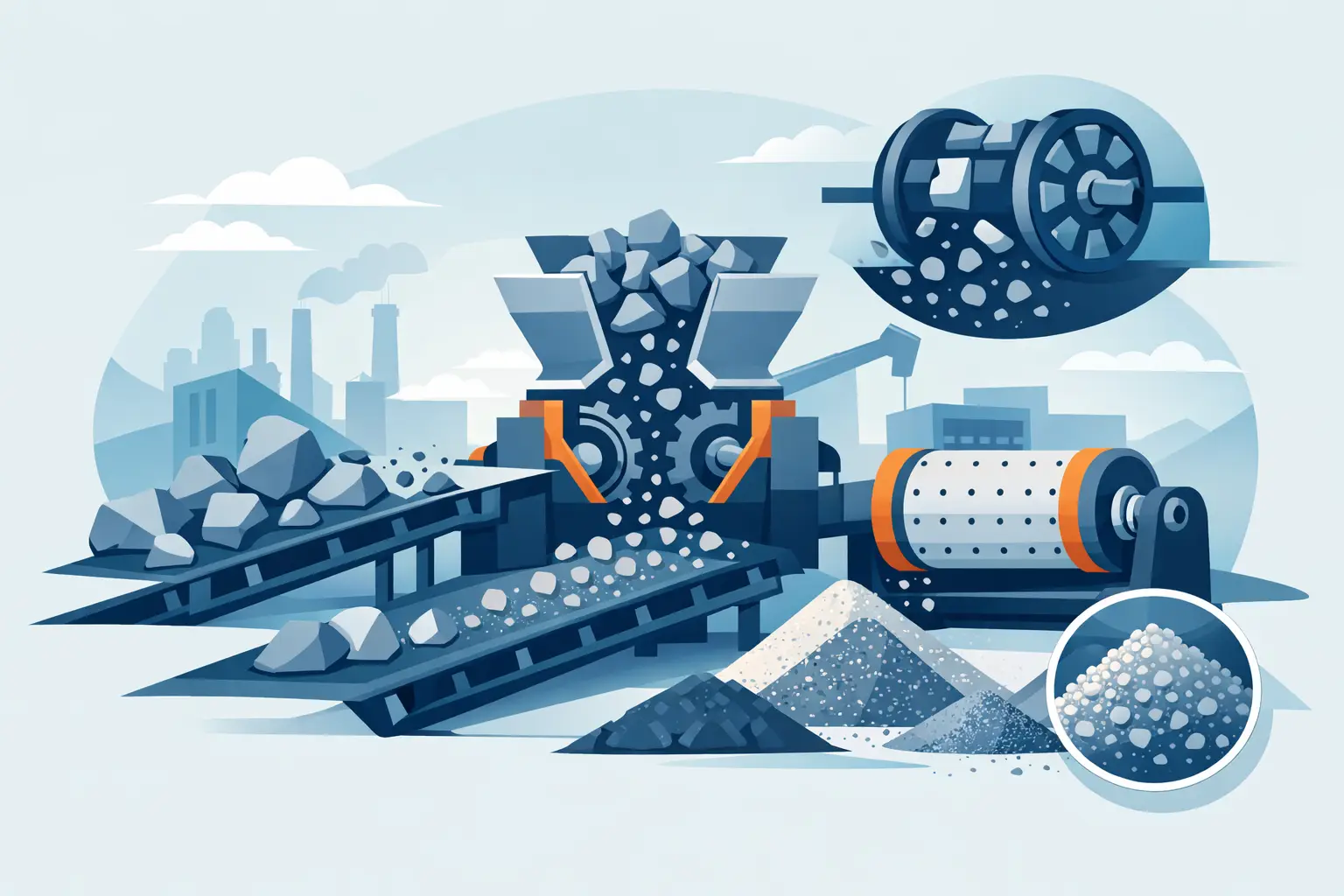 Material Size Reduction for Industrial Processing